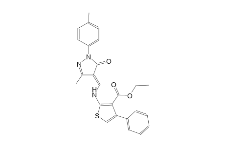 ethyl 2-({(E)-[3-methyl-1-(4-methylphenyl)-5-oxo-1,5-dihydro-4H-pyrazol-4-ylidene]methyl}amino)-4-phenyl-3-thiophenecarboxylate
