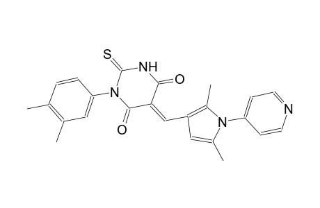 (5E)-1-(3,4-dimethylphenyl)-5-{[2,5-dimethyl-1-(4-pyridinyl)-1H-pyrrol-3-yl]methylene}-2-thioxodihydro-4,6(1H,5H)-pyrimidinedione