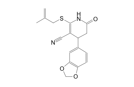 3-pyridinecarbonitrile, 4-(1,3-benzodioxol-5-yl)-1,4,5,6-tetrahydro-2-[(2-methyl-2-propenyl)thio]-6-oxo-