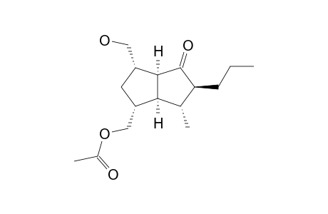 acetic acid [(1R,3S,3aS,5S,6R,6aS)-4-keto-6-methyl-3-methylol-5-propyl-2,3,3a,5,6,6a-hexahydro-1H-pentalen-1-yl]methyl ester