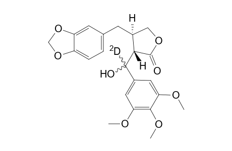 (3S,4R)-4-[(3',4'-Methylenedioxy)benzyl]-3-[3",4",5"-trimethoxy-.alpha.-hydroxy-.alpha.-deuteriobenzyl]-tetrahydrofuran-2-one