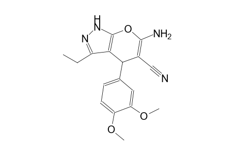 pyrano[2,3-c]pyrazole-5-carbonitrile, 6-amino-4-(3,4-dimethoxyphenyl)-3-ethyl-1,4-dihydro-