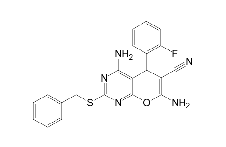 4,7-Diamino-2-(benzylsulfanyl)-5-(2-fluorophenyl)-5H-pyrano[2,3-d]pyrimidine-6-carbonitrile