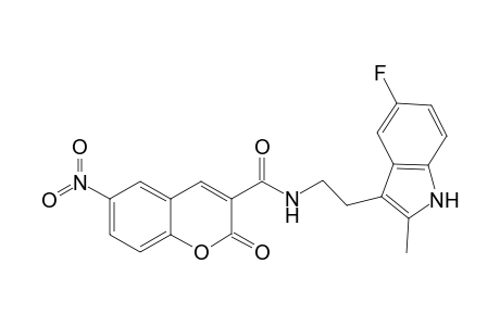 N-[2-(5-fluoranyl-2-methyl-1H-indol-3-yl)ethyl]-6-nitro-2-oxidanylidene-chromene-3-carboxamide