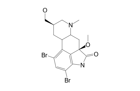 (+)-12,14-DIBROMO-2,3-DIHYDRO-8-BETA-(HYDROXYMETHYL)-3-BETA-METHOXY-6-METHYLERGOLIN-2-ONE