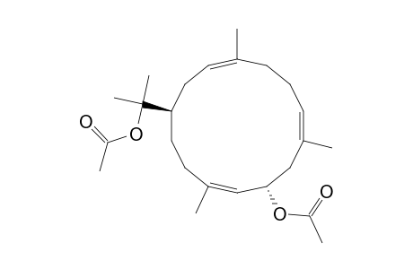 3,7,11-Cyclotetradecatriene-1-methanol, 10-(acetyloxy)-.alpha.,.alpha.,4,8,12-pentamethyl-, acetate, [1R-(1R*,10S*)]-