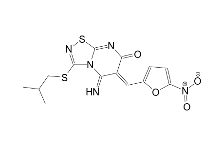 (6Z)-5-imino-3-(isobutylsulfanyl)-6-[(5-nitro-2-furyl)methylene]-5,6-dihydro-7H-[1,2,4]thiadiazolo[4,5-a]pyrimidin-7-one