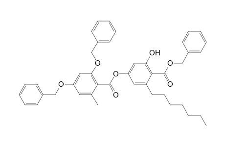 Benzoic acid, 2-heptyl-6-hydroxy-4-[[2-methyl-4,6-bis(phenylmethoxy)benzoyl]oxy]-, phenylmethyl ester
