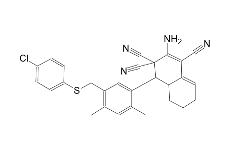 2-amino-4-(5-{[(4-chlorophenyl)sulfanyl]methyl}-2,4-dimethylphenyl)-4a,5,6,7-tetrahydro-1,3,3(4H)-naphthalenetricarbonitrile