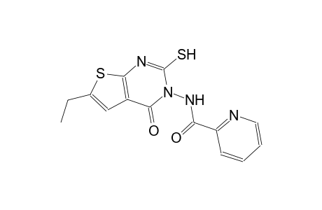 N-(6-ethyl-4-oxo-2-sulfanylthieno[2,3-d]pyrimidin-3(4H)-yl)-2-pyridinecarboxamide