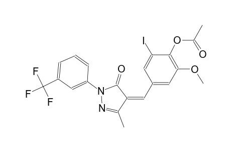 2-iodo-6-methoxy-4-((Z)-{3-methyl-5-oxo-1-[3-(trifluoromethyl)phenyl]-1,5-dihydro-4H-pyrazol-4-ylidene}methyl)phenyl acetate