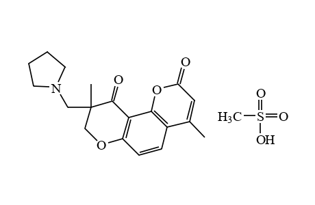 8,9-dihydro-4,9-dimethyl-9-[(1-pyrrolidinyl)methyl]-2H,10H-benzo[1,2-b:3,4-b']dipyran-2,10-dione, methanesulfonate