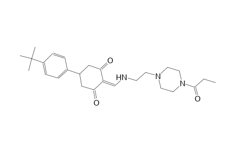 5-(4-tert-butylphenyl)-2-({[2-(4-propionyl-1-piperazinyl)ethyl]amino}methylene)-1,3-cyclohexanedione