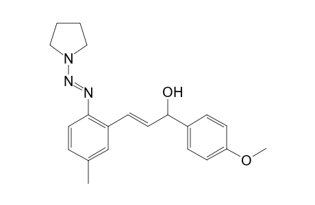 (E)-1-(4-methoxyphenyl)-3-(5-methyl-2-((E)-pyrrolidin-1-yldiazenyl)phenyl)prop-2-en-1-ol