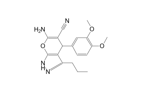 pyrano[2,3-c]pyrazole-5-carbonitrile, 6-amino-4-(3,4-dimethoxyphenyl)-1,4-dihydro-3-propyl-