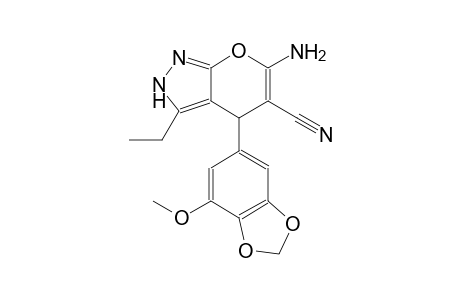pyrano[2,3-c]pyrazole-5-carbonitrile, 6-amino-3-ethyl-2,4-dihydro-4-(7-methoxy-1,3-benzodioxol-5-yl)-