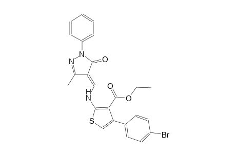 ethyl 4-(4-bromophenyl)-2-{[(E)-(3-methyl-5-oxo-1-phenyl-1,5-dihydro-4H-pyrazol-4-ylidene)methyl]amino}-3-thiophenecarboxylate