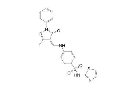4-{[(Z)-(3-methyl-5-oxo-1-phenyl-1,5-dihydro-4H-pyrazol-4-ylidene)methyl]amino}-N-(1,3-thiazol-2-yl)benzenesulfonamide