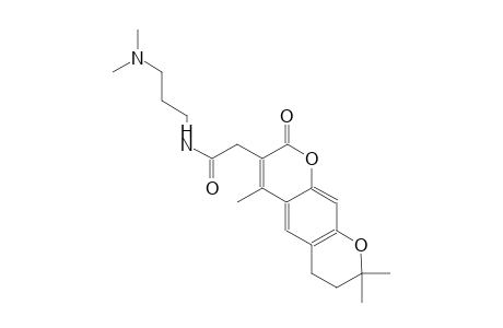 N-(3-(dimethylamino)propyl)-2-(4,8,8-trimethyl-2-oxo-2,6,7,8-tetrahydropyrano[3,2-g]chromen-3-yl)acetamide