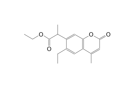 2H-1-benzopyran-7-acetic acid, 6-ethyl-alpha,4-dimethyl-2-oxo-, ethyl ester