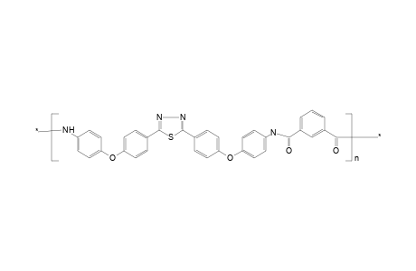 Poly(imino-1,4-vinyleneoxy-1,4-phenylene-3,5-thiodiazolylene-1,4-phenyleneoxy-1,4-phenyleneimino-isophthaloyl); poly(isophthalamide) with thiadiazole ring system