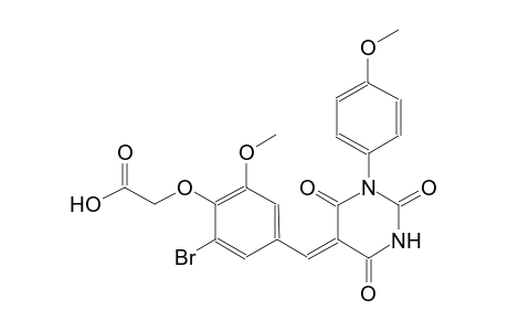 {2-bromo-6-methoxy-4-[(Z)-(1-(4-methoxyphenyl)-2,4,6-trioxotetrahydro-5(2H)-pyrimidinylidene)methyl]phenoxy}acetic acid