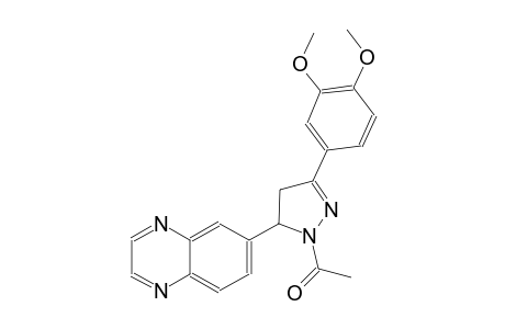 quinoxaline, 6-[1-acetyl-3-(3,4-dimethoxyphenyl)-4,5-dihydro-1H-pyrazol-5-yl]-