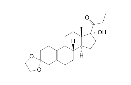 3,3-Ethylenedioxy-17.alpha.-hydroxy-17.beta.-(1-oxopropyl)estra-5(10),9(11)-diene