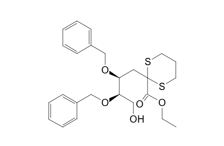Ethyl 4,5-di-O-benzyl-3-desoxy-L-threo-2-hexulosonate - 2-[(1',3'-Propanediyl)dithioacetal]- - derivative
