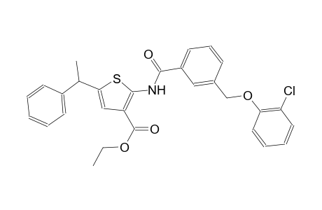 ethyl 2-({3-[(2-chlorophenoxy)methyl]benzoyl}amino)-5-(1-phenylethyl)-3-thiophenecarboxylate