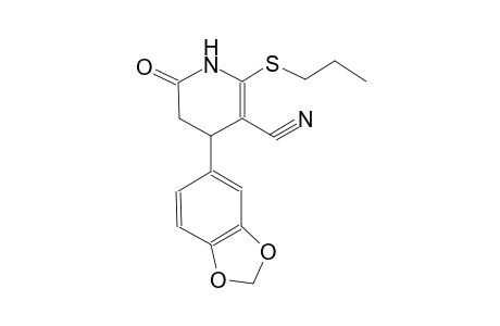 3-pyridinecarbonitrile, 4-(1,3-benzodioxol-5-yl)-1,4,5,6-tetrahydro-6-oxo-2-(propylthio)-