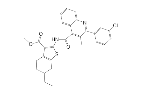 methyl 2-({[2-(3-chlorophenyl)-3-methyl-4-quinolinyl]carbonyl}amino)-6-ethyl-4,5,6,7-tetrahydro-1-benzothiophene-3-carboxylate