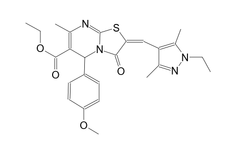 ethyl (2E)-2-[(1-ethyl-3,5-dimethyl-1H-pyrazol-4-yl)methylene]-5-(4-methoxyphenyl)-7-methyl-3-oxo-2,3-dihydro-5H-[1,3]thiazolo[3,2-a]pyrimidine-6-carboxylate