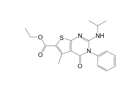 Ethyl 3,4-dihydro-2-(isopropylamino)-5-methyl-4-oxo-3-phenylthieno[2,3-d]pyrimidine-6-carboxylate