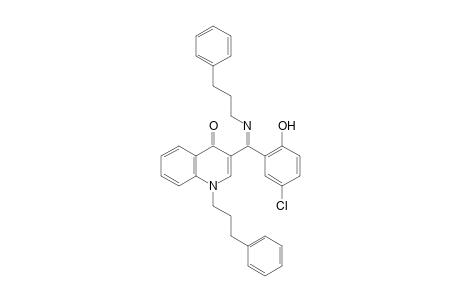 (Z)-3-((5-chloro-2-hydroxyphenyl)((3-phenylpropyl)imino)methyl)-1-(3-phenylpropyl)quinolin-4(1H)-one