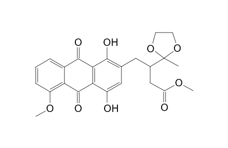 2-(2'-carbomethoxymethyl-3'-ethylenedioxybutyl)-1,4-dihydroxy-5-methoxyanthraquinone