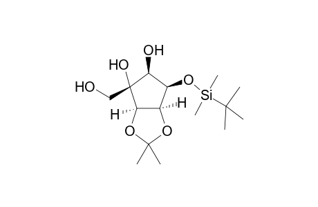 (4aR)-1-O-(tert-butyldimethyl)-4a-carba-4,4a-dihydroxy-2,3-O-isopropylidene-.alpha.,D-ribofuranose [(3aS,4R,5R,6S,6aR)-6-tert-butyldimethylsilyloxy-4-hydroxymethyl-2,2-dimethyl-tetrahydrocyclopenta[1,3]dioxol-4,5-diol]