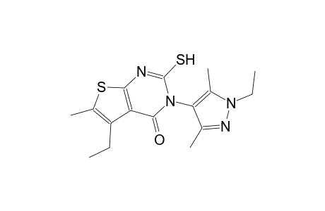 5-ethyl-3-(1-ethyl-3,5-dimethyl-1H-pyrazol-4-yl)-6-methyl-2-sulfanylthieno[2,3-d]pyrimidin-4(3H)-one