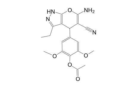 pyrano[2,3-c]pyrazole-5-carbonitrile, 4-[4-(acetyloxy)-3,5-dimethoxyphenyl]-6-amino-3-ethyl-1,4-dihydro-