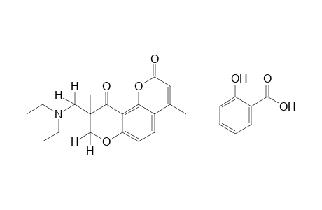 9-[(diethylamino)methyl]-8,9-dihydro-4,9-dimethyl-2H,10H-benzo[1,2-b:3,4-b']dipyran-2,10-dione, salicylate(1:1)