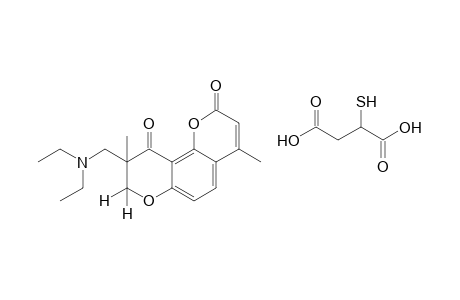 9-[(diethylamino)methyl]-8,9-dihydro-4,9-dimethyl-2H,10H-benzo[1,2-b:3,4-b']dipyran-2,10-dione, mercaptosuccinate(1:1)