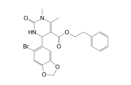 2-phenylethyl 4-(6-bromo-1,3-benzodioxol-5-yl)-1,6-dimethyl-2-oxo-1,2,3,4-tetrahydro-5-pyrimidinecarboxylate