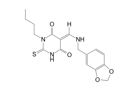 (5E)-5-{[(1,3-benzodioxol-5-ylmethyl)amino]methylene}-1-butyl-2-thioxodihydro-4,6(1H,5H)-pyrimidinedione