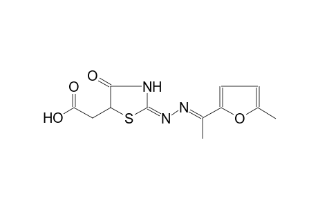 ((2E)-2-{(2E)-2-[1-(5-methyl-2-furyl)ethylidene]hydrazono}-4-oxo-1,3-thiazolidin-5-yl)acetic acid