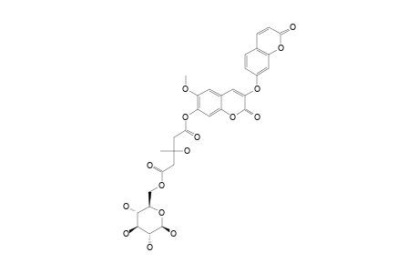 #7;RUTARENSIN;DAPHNORIN-6''-HYDROXYMETHYLGLUTARATE;7-O-[BETA-D-GLUCO-6-(3-HYDROXY-3-METHYLGLUTARYL)-PYRANOSYL]-6-METHOXY-3-[(2-OXO-2H-1-BENZOPYRAN-7-YL)-OXY]-2H