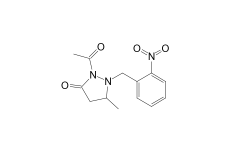 3-Pyrazolidinone, 2-acetyl-5-methyl-1-[(2-nitrophenyl)methyl]-, (.+-.)-