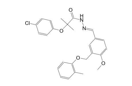 2-(4-chlorophenoxy)-N'-((E)-{4-methoxy-3-[(2-methylphenoxy)methyl]phenyl}methylidene)-2-methylpropanohydrazide