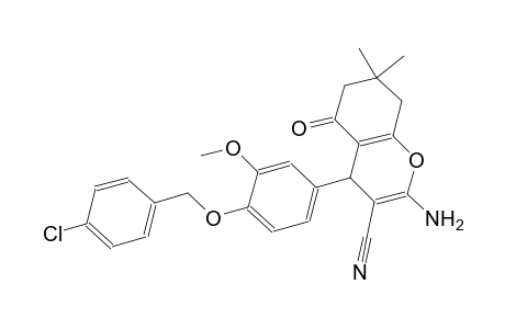 2-amino-4-{4-[(4-chlorobenzyl)oxy]-3-methoxyphenyl}-7,7-dimethyl-5-oxo-5,6,7,8-tetrahydro-4H-chromene-3-carbonitrile