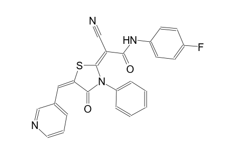 (2E)-2-cyano-N-(4-fluorophenyl)-2-[(5E)-4-oxo-3-phenyl-5-(3-pyridinylmethylene)-1,3-thiazolidin-2-ylidene]ethanamide