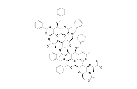 #32;METHYL-2-ACETAMIDO-3-O-BENZYL-4,6-O-BENZYLIDENE-2-DEOXY-BETA-D-GLUCOPYRANOSYL-(1->4)-2-ACETAMIDO-6-O-BENZYL-3-O-[(R)-1'-CARBOXYETHYL]-2-DEOXY-BETA-D-GLUCOP